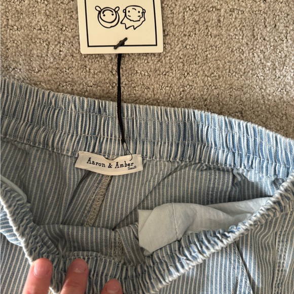 Striped Light Blue Drawstring Pants - Picture 9 of 9